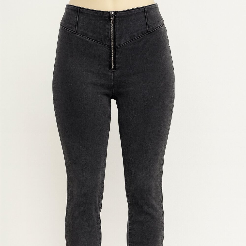 Bebe Black Zipup Denim Jeans Skinny Leg 90s Y2K Size 30